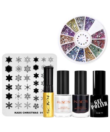 KADS Nail Gel Stamping Polish Stamping Plate Nail Art Salon Set Snowflake Nail Image Manicure Set 4
