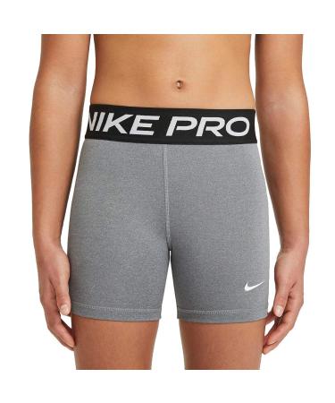 Nike Pro Big Kids' (Girls') 3" Shorts Large Carbon Heather/White