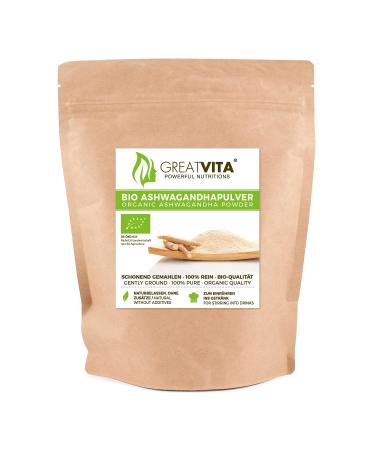 GreatVita Organic Ashwagandha Powder 400g without additives - Buy Online on GoSupps.com