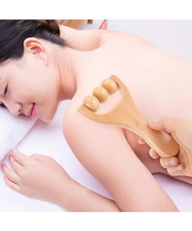 Healvian Wooden Massage Roller Set - 2-Piece Fascia & Body Massage Tool for Back Neck Legs & Shoulders - Buy Online on GoSupps.com