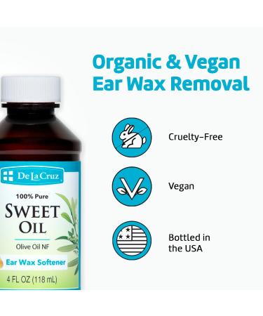 De La Cruz 100% Pure Sweet Oil for Ears - Natural Ear Wax Softener Refill | 4 Fl OZ - International Shipping Available - Buy Online on GoSupps.com