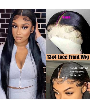 30 Inch HD Lace Front Human Hair Wig | Pre Plucked 160% Density Straight Brazilian Virgin Hair | Natural Hairline for Black Women | 13x4 Transparent Lace Wig with Baby Hair - Buy Online on GoSupps.com