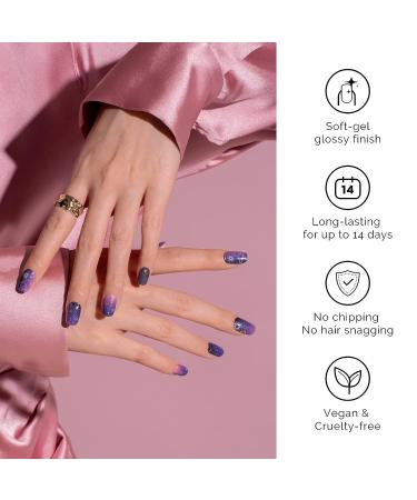 Nailog Semi Cured Gel Nail Strips - 34 Pcs Gel Nail Stickers | Buy 2 Get 1 UV Lamp | Long Lasting & Glossy Finish | Gradient Color Constellation - Buy Online on GoSupps.com