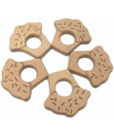 Wendysun 3pcs Cartoon Wood Teether Set - Pure Natural Beech Teething Toy for Baby DIY Pendant - Animal Cake Shape - Buy Online on GoSupps.com