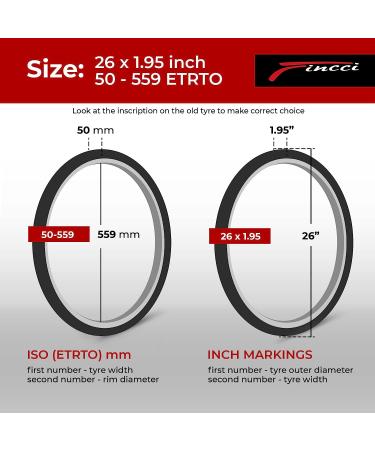 Fincci Pair 26x1.95 Bike Tires for MTB Mountain Hybrid Bicycle - Pack of 2 | Foldable 60 TPI, 50-559 Size - Buy Online on GoSupps.com