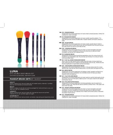 SHANY LUNA 6 PC Double Sided Travel Brush Set with Pouch - Synthetic | Premium Makeup Brushes for On-the-Go Glam - Buy Online on GoSupps.com
