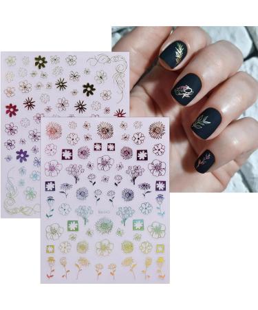 JMEOWIO 12 Sheets Flower Nail Art Stickers Decals Self-Adhesive Spring Summer Floral Colorful Nail Supplies Nail Art Design Decoration Accessories - Buy Online on GoSupps.com