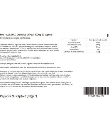 NOW Foods EGCG Green Tea Extract 400mg - 90 Vegan Capsules | Lab-Tested, Gluten-Free, Soy-Free, Vegetarian, Non-GMO - Buy Online on GoSupps.com