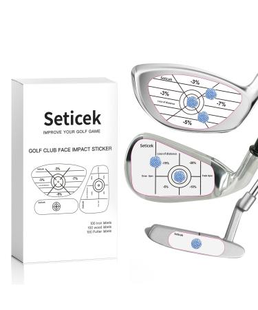 Seticek Golf Impact Tape Set 300Pcs, Self-Teaching Sweet Spot and Consistency Analysis, Golf Club Impact Stickers for Woods Irons and Putters Each 100 Pcs,Useful Training Aid Improve Ball Striking Fit Right Handed Golfer
