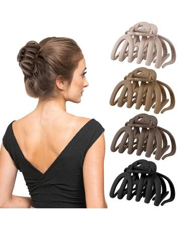 Sunolga Large Octopus Claw Clips for Thick Long Hair - Strong Hold Matte Hair Clips for Women - 3.5'' Big Size in Beige/Black/Light Coffee/Dark Brown - Buy Online on GoSupps.com