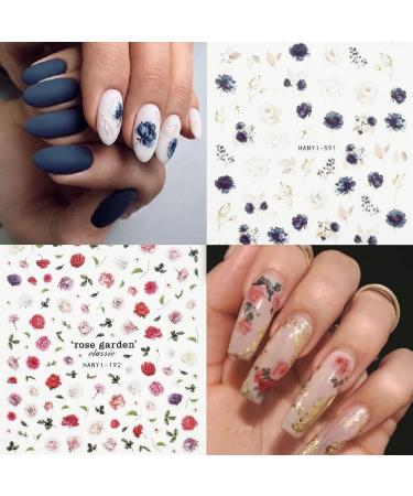 12 Sheets Flower Nail Stickers - Spring Floral Nail Decals & 3D Self-Adhesive Art Supplies for DIY Nail Decorations - Buy Online on GoSupps.com