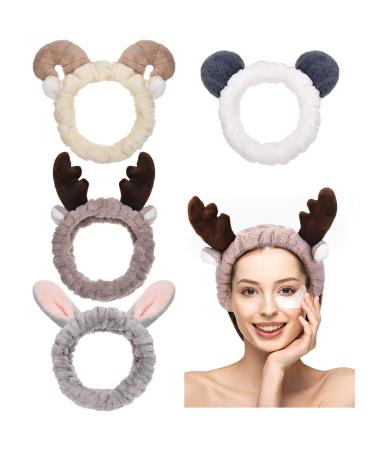 Chuangdi 4 Pieces Animal Ear Spa Makeup Headband Cute Face Washing Headband Elastic Turban Hair Bands Shower Yoga Head Wraps Facial Headband for Girls Women (Vivid Style) - Buy Online on GoSupps.com