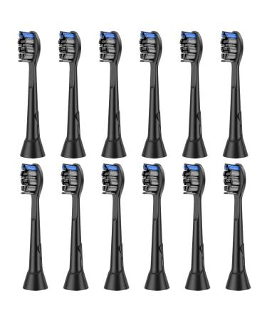 12 Pieces Replacement Brushes Compatible with Philips Sonicare Electric Toothbrush Black Toothbrush Heads