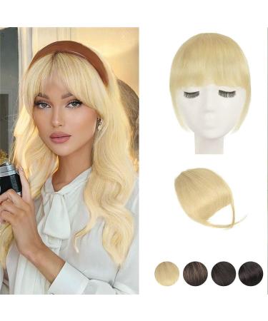 BARSDAR Clip in Fringe Human Hair 100% Real Hair Fringe Extensions Clip in French Bangs Fringe with Temples Clip on Fringe Bangs Real Hair Pieces for women Natural Color Washable/Dye-able 613#-1 French Bangs (Pack of 1) 613#-1 Beach Gold