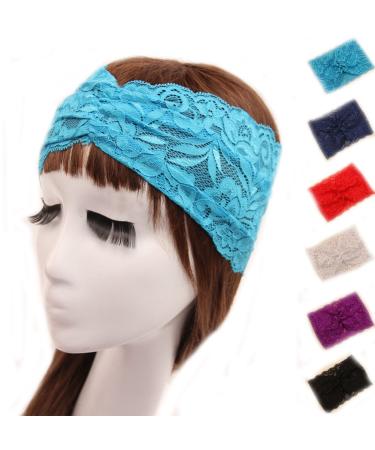 Ewanda Store Women 80s Lace Retro Bohemia Headband - Black Twisted Turban Twist Head Wrap Scarf - Buy Online on GoSupps.com