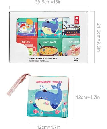 6 Pcs Baby Books Toys 0-6 Months Soft Chewing Cloth Book Set Bath Toys for Infants 6-12M Crinkle Paper Baby Sensory Educational Learning Toys for Boy Girl - Buy Online on GoSupps.com