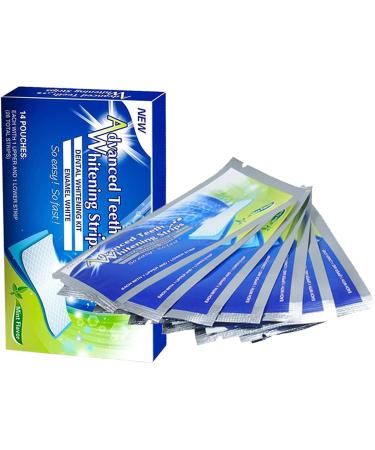 Tooth whitening whitening strips - free of peroxide - innovative formula with natural ingredients safe for tooth enamel remove spots quickly (14 pieces)