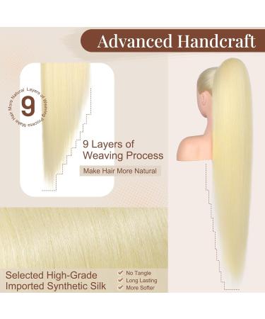 Flufymooz Ponytail Extension - 91 cm Straight & Curly Synthetic Hair for Women - Blonde Horse-Tailed Style - Buy Online on GoSupps.com