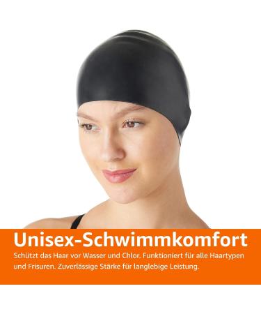 Amazon Basics Wrinkle-Free Swim Caps 2 Pack - Black/Blue | Durable & Comfortable for All Swimming Levels - Buy Online on GoSupps.com