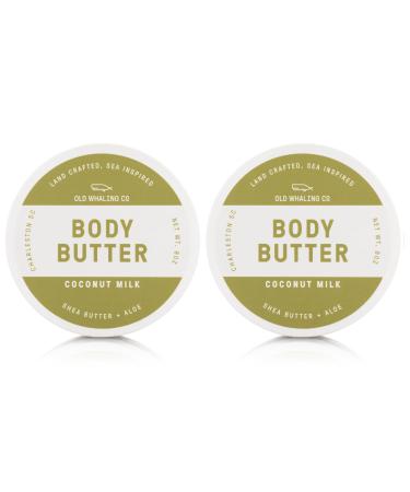 Old Whaling Co Coconut Milk Body Butter 2 Pack Soothing Cream with Shea Butter Aloe and Sunflower Oil Tropical Floral Scent 8oz Jars Set of 2 Coconut Milk 8 Ounce (Pack of 2)