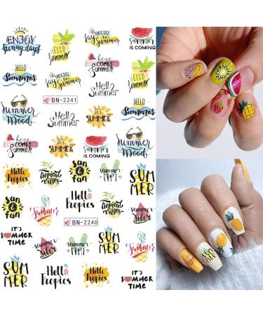 Summer Nail Art Stickers - Palm Tree Beach Water Transfer Decals - Anchor Design Manicure Decorations - 24 Sheets - Buy Online on GoSupps.com