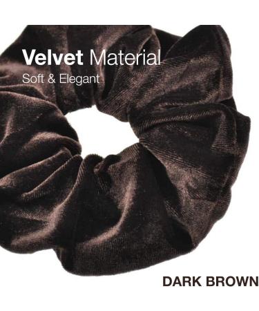 2 PCS Premium Large Dark Brown Velvet Hair Scrunchies for Women, Girls, and Kids - Updo Ponytail Bobble Scrunchy Bands - Buy Online on GoSupps.com