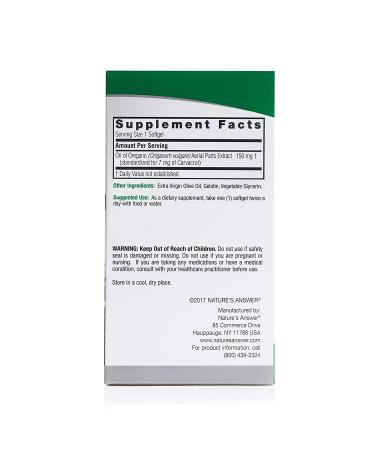 Nature's Answer Oil of Oregano 150 mg - 90 Softgels | Immune Support & Natural Health - Buy Online on GoSupps.com
