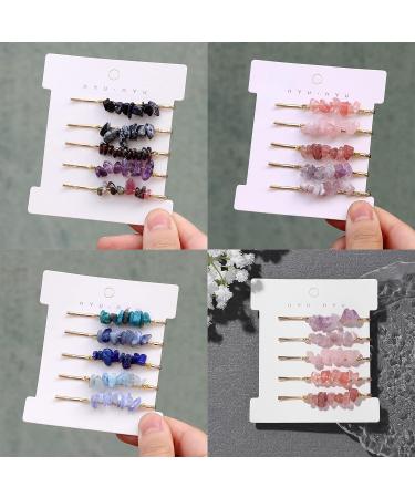 Gemstone Hair Pins Set of 15 - Crystal Bobby Pins for Women in Pink, Purple, Blue Colors - Buy Online on GoSupps.com