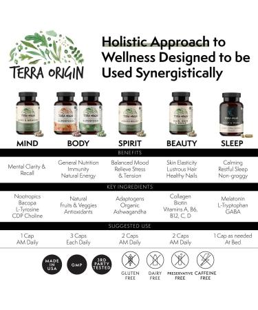 TERRA ORIGIN Healthy Sleep & Wake | Natural Sleep Aid Supplement for Adults | Restful and Awake Refreshed | GABA L-Tryptophan Melatonin Chamomile Valerian PassionFlower | 60 Capsules - Buy Online on GoSupps.com