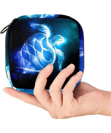 Menstruation Pad Bag with Zipper | Women's Napkin & Tampon Collection Bag | Neon Turtle Art Design - Buy Online on GoSupps.com