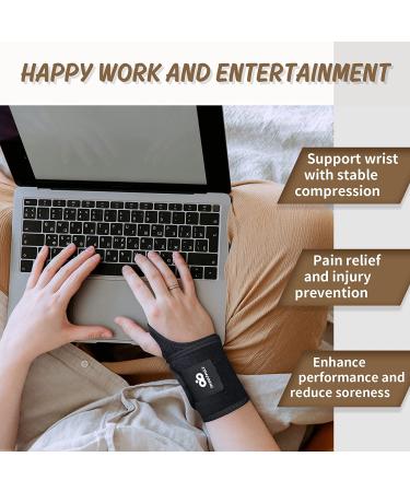 INDEEMAX Copper Wrist Brace Support 2 Pack for Carpal Tunnel, Arthritis, Tendonitis - Adjustable Compression Wraps with Splint - Men and Women - Black - Buy Online on GoSupps.com