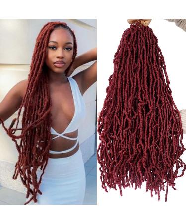 Soft Locs 24 Inch Crochet Hair 6 Packs Faux Locs Crochet Hair Pre Looped Burgundy Color Synthetic Hair Soft Goddess Locs Curly Wavy Crochet Braids Hair for Black Women( 24Inch, BUG#) 24 Inch (Pack of 6) BUG#