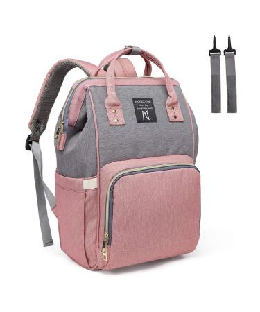 Mooedcoe Baby diaper backpack casual diaper bag multifunctional large capacity baby bag waterproof travel backpack for on the go pink