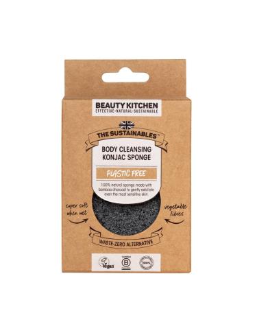 Beauty Kitchen The Sustainables Fragrance Free Body Cleansing Konjac Sponge (In Kraft Box) for Gentle  Everyday Exfoliation