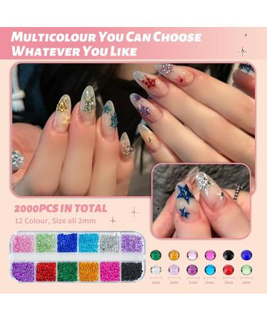 EARLMONI 7200 Pieces Rhinestones Nails Glitter Stones Colourful Rhinestones Nails Stones AB Pearls Diamonds with Tweezers and Pen Suitable for Nail DIY Design Nail Jewellery - Buy Online on GoSupps.com