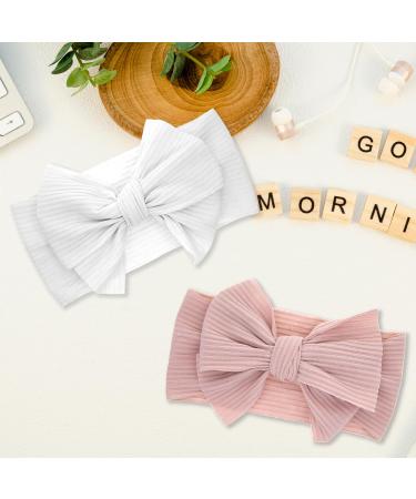 2-Piece Baby Headband Set | Turban Style for Girls - Newborn & Toddler Hair Accessories (Pink & White) - Buy Online on GoSupps.com