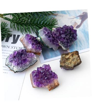 PRETYZOOM Purple Ornament 2pcs Amethyst Cluster Chips Rock Amethyst Gravel Geode Natural Crystal Adornment Irregular Fluorite - Buy Online on GoSupps.com