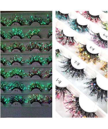 Allayu 2piece Professional Eyelashes With Glitter Lightweight Comfort Long-Lasting Wear Glittery Eyelashes With Sequins Plastic Q-43 - Buy Online on GoSupps.com