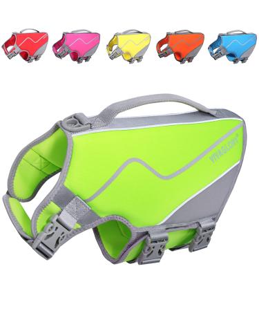 Vivaglory for dogs in a sporty style durable pet security vest comfortable neoprene rescue vests with Velcro fastener green medium M: 53-64cm (chest circumference)