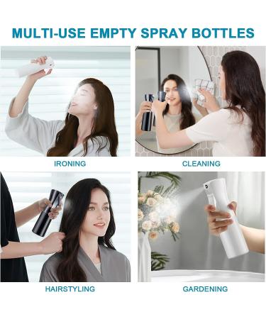 AOOWU 2PCS Continuous Water Mister Spray Bottle 200ml - Salon Hairdressing & Home Cleaning - Fine Mist Spray for Plants & Pets - Black+White - Buy Online on GoSupps.com