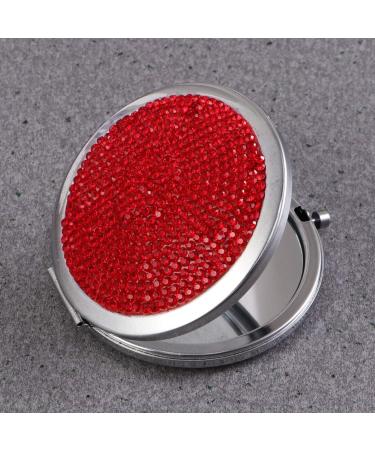 Minkissy 1pc Small Mirror Crystal Mirror Compact Cosmetic Mirror Double Side Mirror Pocket Mirror for Women Small Compact Mirror Circle Mirrors Makeup Mirror Mini Beauty Mirror Travel Red - Buy Online on GoSupps.com