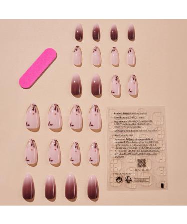 Fall Press On Nails - 24Pcs Almond Design Maple Leaf Gold Foil | Autumn Fake Nails for Women & Girls - Perfect for Manicure & Nail Art - Buy Online on GoSupps.com