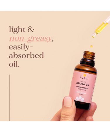 Fushi Organic Jojoba Oil 30ml Best for Skin Cleansing Dry Skin & Dry Hair Fresh-Pressed Rich in Vitamin E Hypoallergenic Oil Ethical & Vegan Society Approved Manufactured in the UK - Buy Online on GoSupps.com