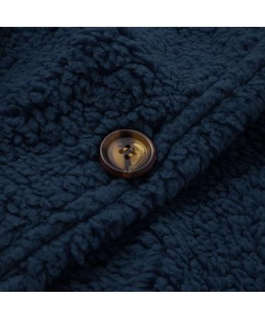 Hanxiulin Women's Oversized Plush Jacket | Warm Lined Fleece Cardigan | Breathable Light Outdoor Winter Coat | Dark Blue Trench Coat - Buy Online on GoSupps.com