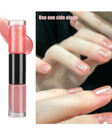 Quick Dry Pink Nail Polish 2 in 1 Glitter Nail Polish Set Long Lasting Glossy Easy to Apply No Need Cure Chip Resistant Nail Varnishes DIY Nail Art Gift for Women & Girls - Buy Online on GoSupps.com