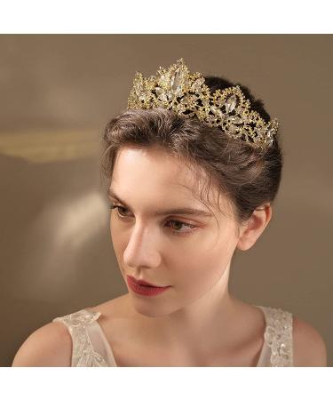 Exacoo Gold Tiara - Rhinestone Queen Tiara for Women | Princess Crown Headband for Wedding, Prom, Bridal Party | Clear+Gold (Loop Type) - Buy Online on GoSupps.com