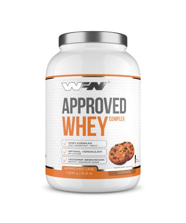 WFN APPROVED Whey - Whey protein powder - Cookies - 1 kg - with whey isolate & lactase - very well soluble protein powder - 33 portions - Made in Germany - External laboratory test cookies 1 kg (1 Pack)