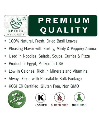 Spices Village Dried Basil (2.3 oz) - All Natural Sweet Basil Leaves - Mediterranean Seasoning - Buy Online on GoSupps.com