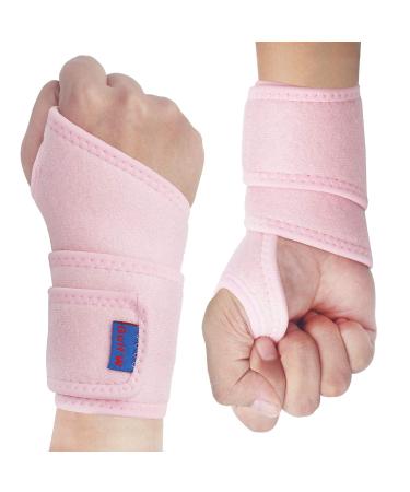 2Pack Version Profession Wrist Support Brace, Adjustable Wrist Strap Reversible Wrist Brace for Sports Protecting/Tendonitis Pain Relief/Carpal Tunnel/Arthritis/Injury Recovery, Right&Left Pink