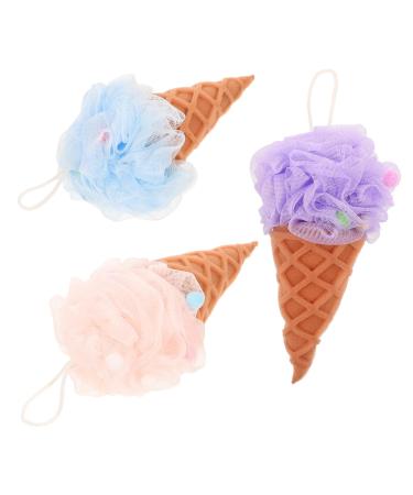 FRCOLOR 3pcs Ice Cream Bath Ball Face Sponge Body Sponge Facial Scrubber Sponges Loofah Shower Puff Body Wash Luffa Exfoliating Sponge Ball Bath Sponge Cleaning Scrubber Tub Child or 1 Count (Pack of 1)